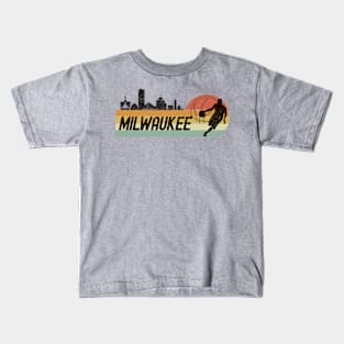 Basketball Fans Milwaukee Cityscape Kids T-Shirt